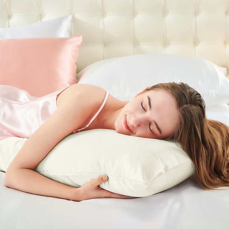 BEDELITE Satin Body Pillow Cover, Super Soft and Cooling Body Pillow Pillowcase for Hair and Skin, Breathable Silky Full Long Pillowcase Cover(20"x54", Ivory) - Image 5